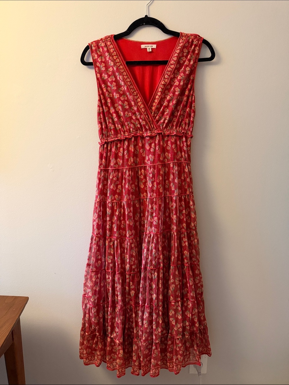 Red Floral V-Neck Maxi Dress